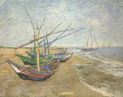 Vincent Van Gogh Fishing Boats on the Beach at Saintes-Maries (nn04) Spain oil painting artist